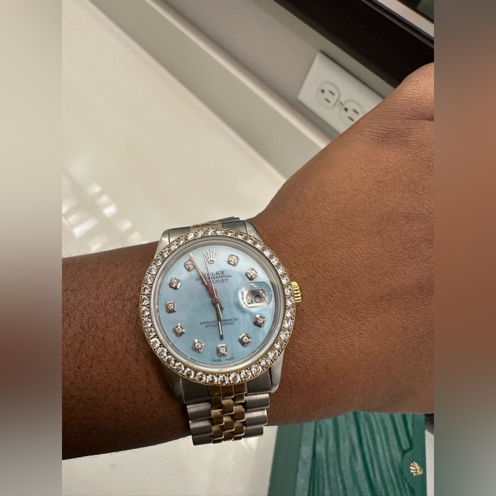 Custom Rolex watch Authentic Rolex with custom diamond bezel/custom dial 36mm